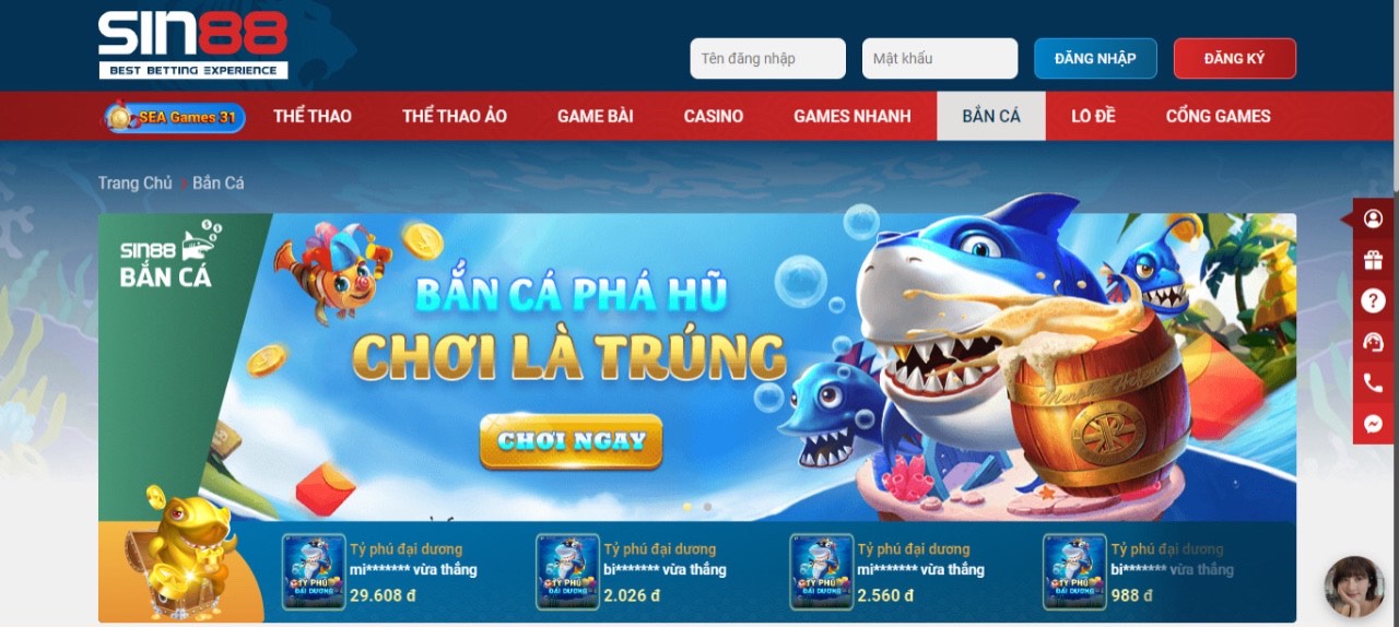 Bắn cá Sin88