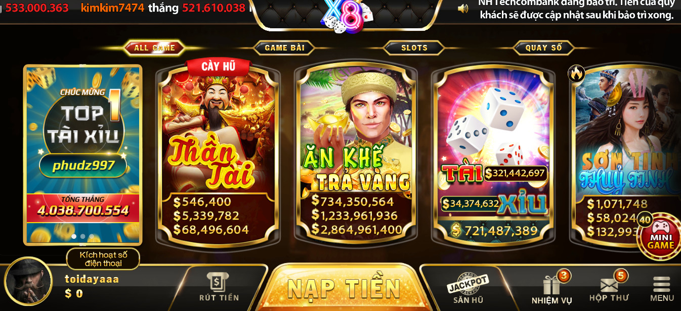 Trò chơi có sẵn tại X8vn Club