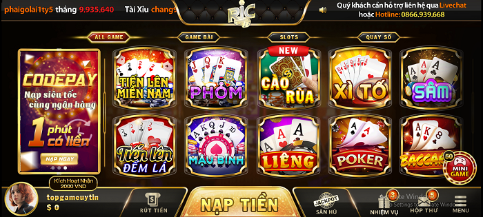 Trò chơi có tại Ricwin 