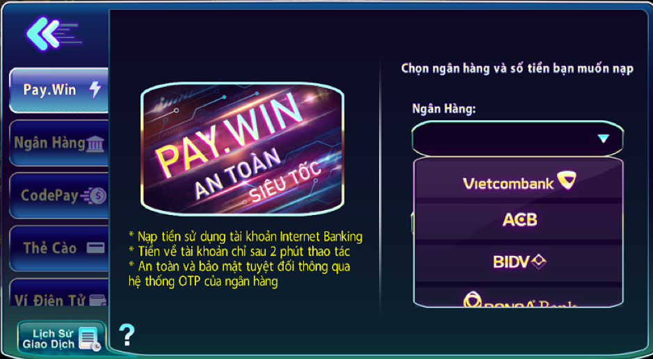 Nạp tiền tại 789 Club
