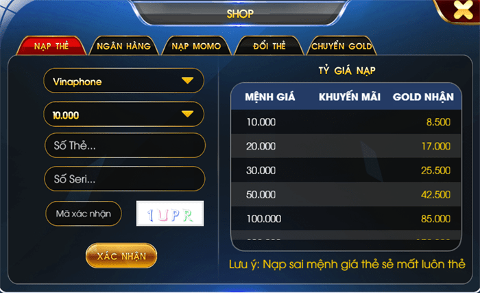 Nạp tiền tại J79 Club